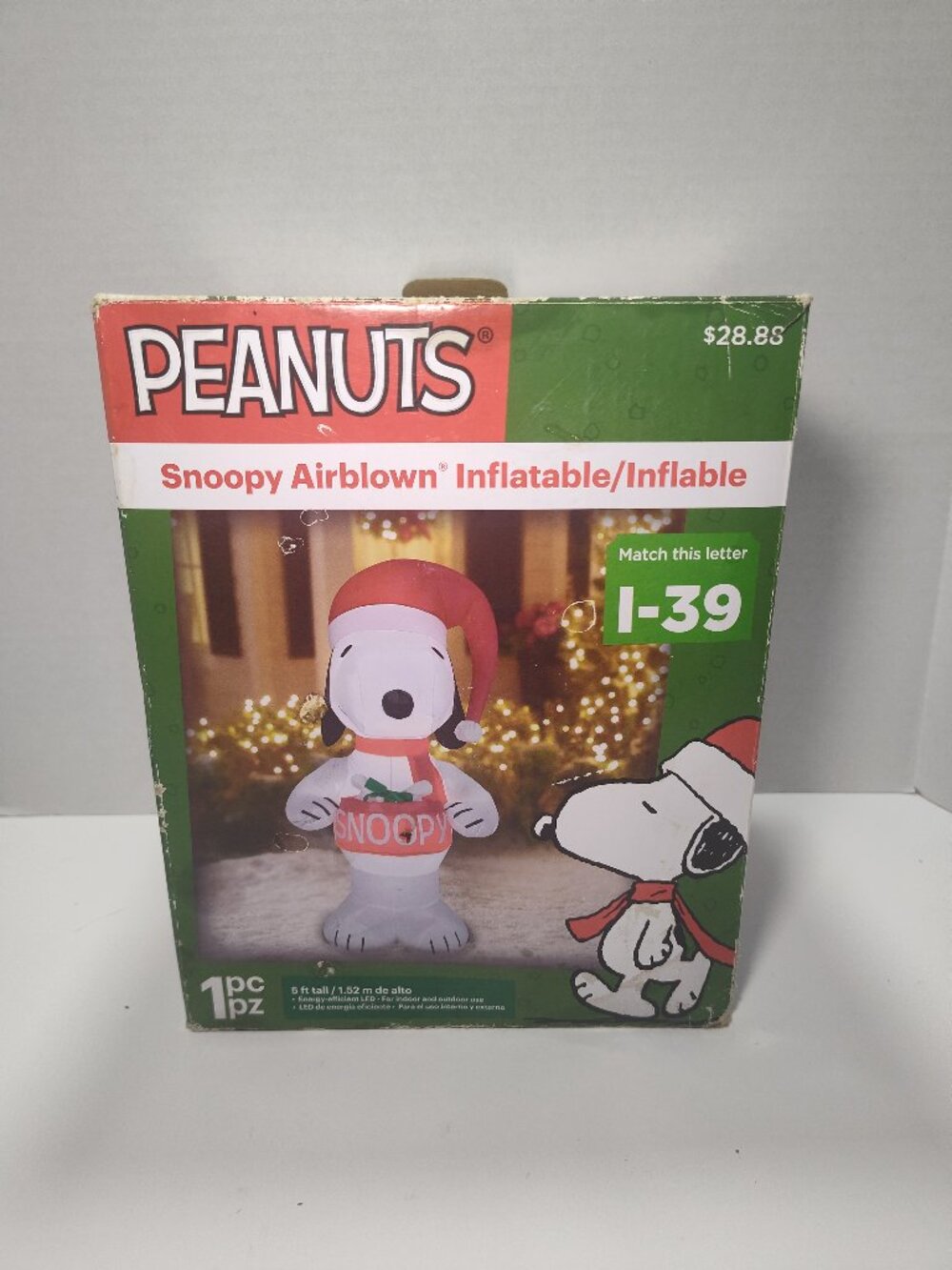 Gemmy Peanuts Snoopy Airblown Inflatable 5 Ft Christmas Decor Works No Lights